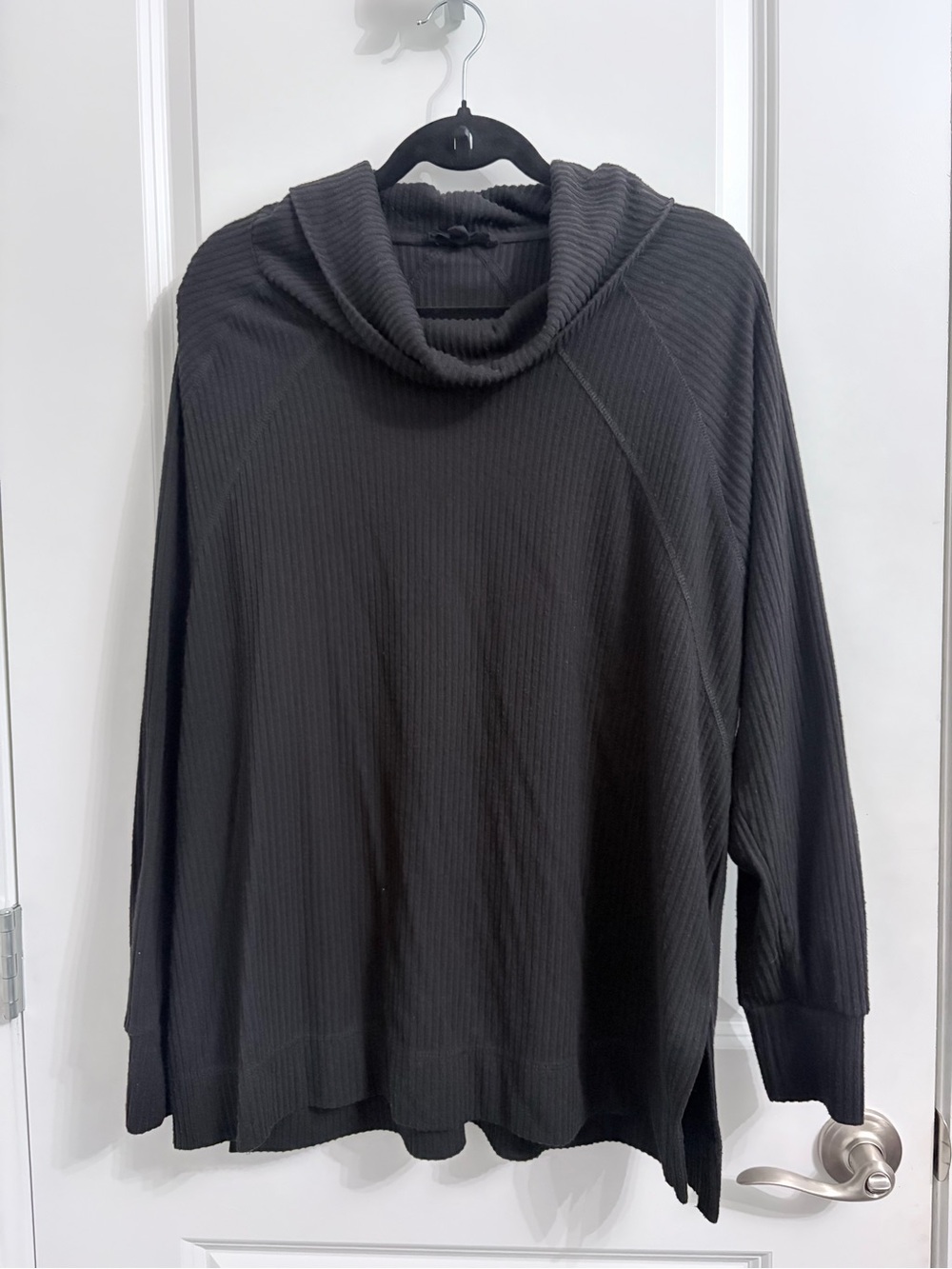 Jane and Delancey Black Ribbed Cowl Tunic